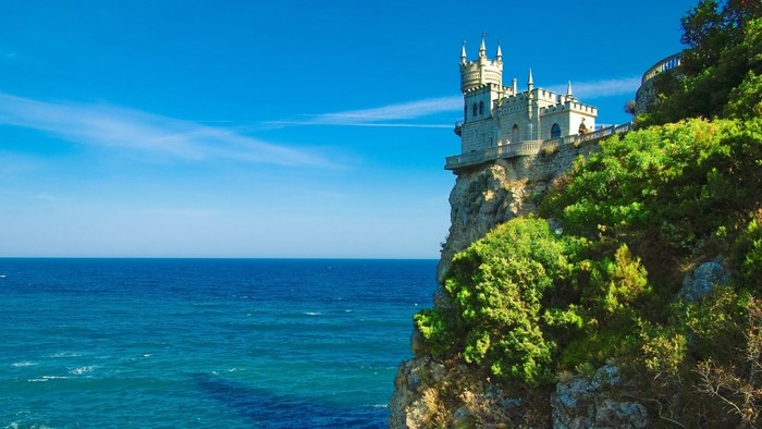 Swallow Nest castle on a cliff overlooking the sea in Crimea