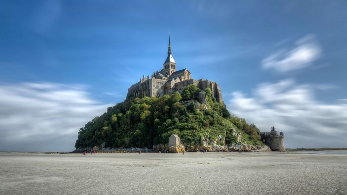 Mont Saint Michel abbey on a tidal island in France