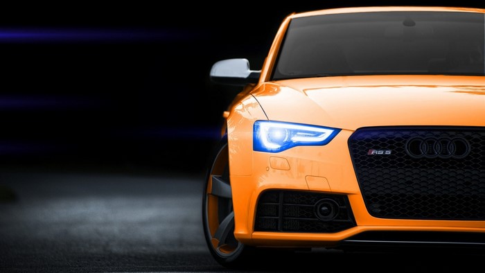 Orange Audi RS5 sports car front view