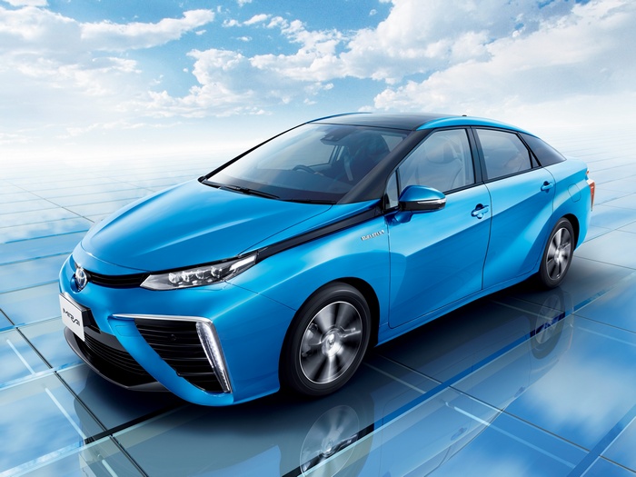 Blue Toyota Mirai Hydrogen Car