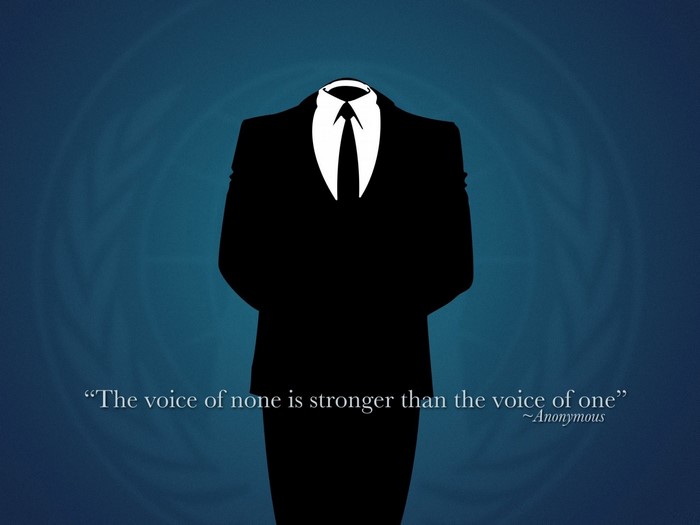 Anonymous suit with quote