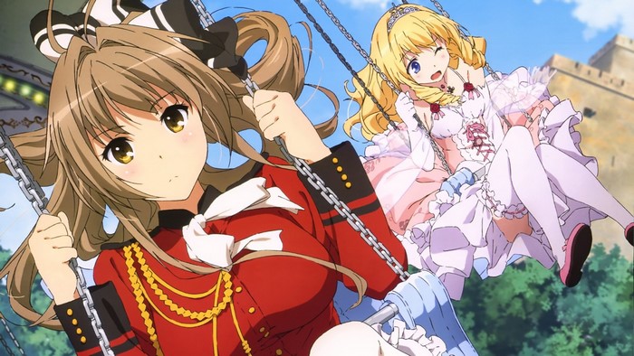 Sento Isuzu and Fleuranza Latifa from Amagi Brilliant Park on swings