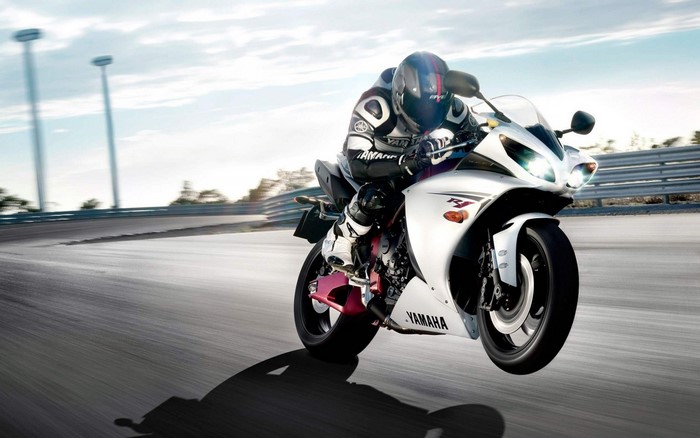 Yamaha R1 motorcycle on a race track