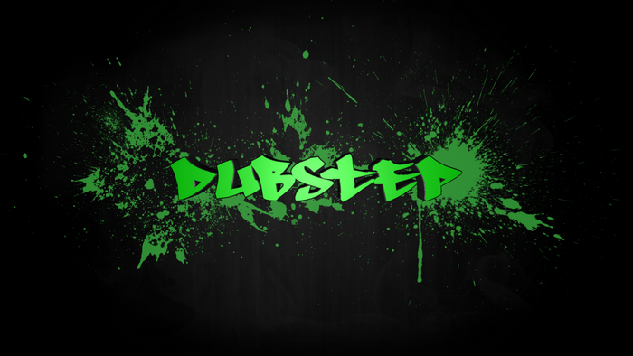 Dubstep graffiti with green paint splatters