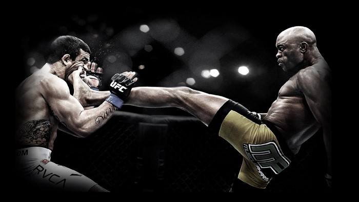 Anderson Silva kicks Vitor Belfort in UFC fight