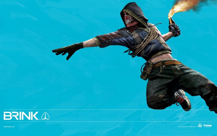 Character from Brink holding a Molotov cocktail