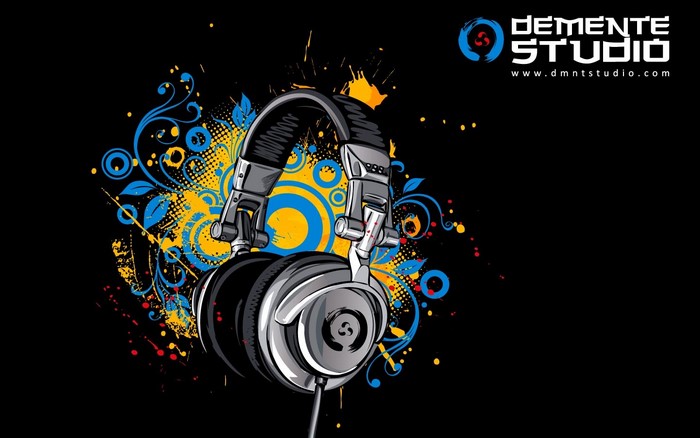 Headphones with Demente Studio logo