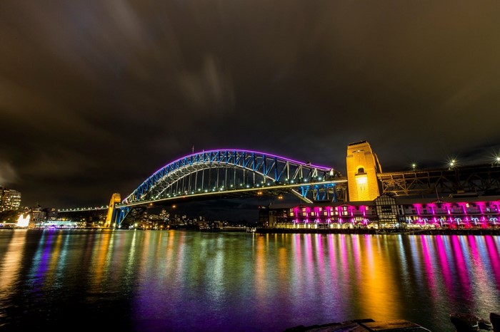 Sydney Harbour Bridge Illuminated at Night