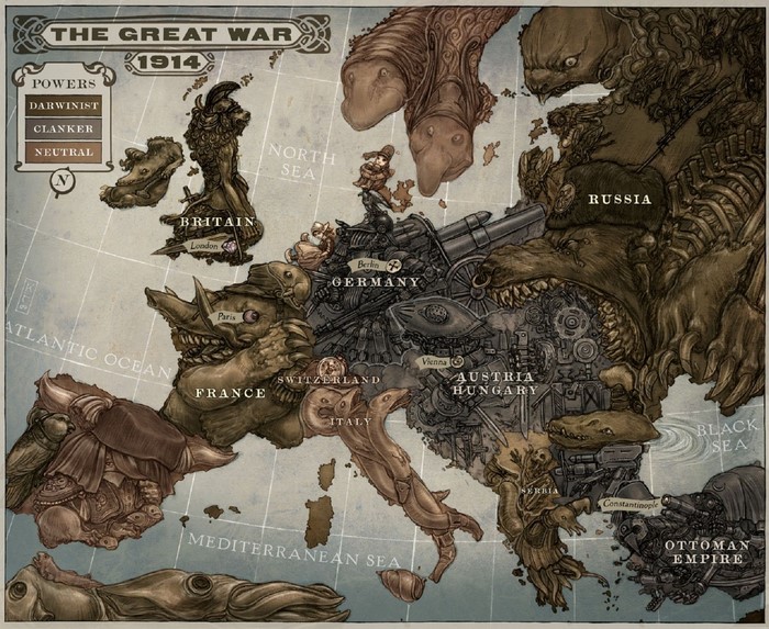 The Great War 1914 Steampunk Map of Europe