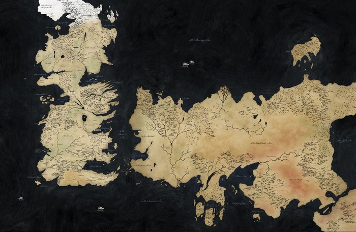 Map of Westeros and Essos from Game of Thrones