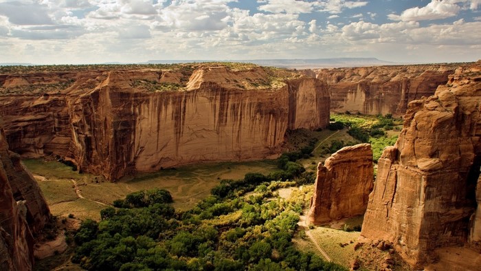 Majestic Canyon with Cliffs and Lush Valley