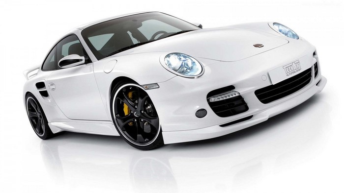 White Porsche 911 GT2 sports car