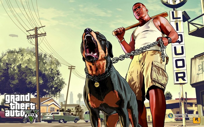 Franklin Clinton and Chop from Grand Theft Auto V