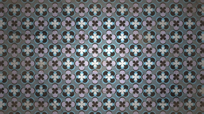 Retro floral pattern with blue, purple, and brown elements