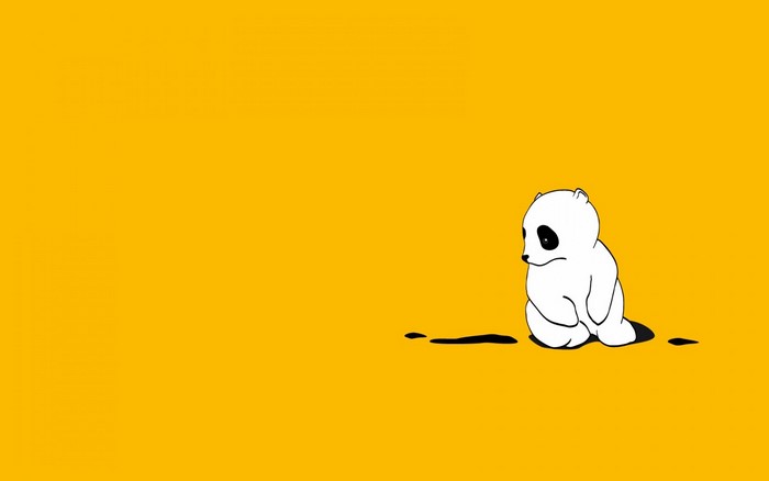 Sad panda illustration on yellow background
