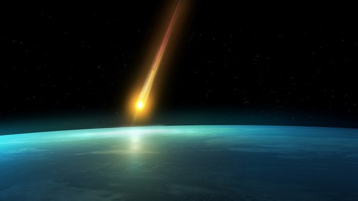 Meteor entering Earth's atmosphere from space