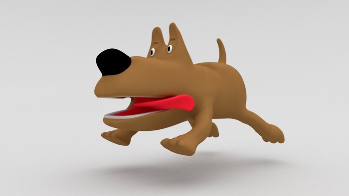 Cartoon dog running with tongue out