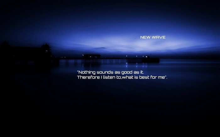 New Wave quote over a night pier