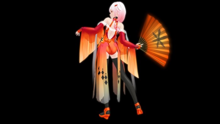Yuzuriha Inori from Guilty Crown holding a fan