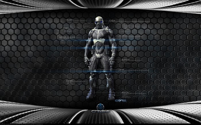 Crysis Nanosuit schematic with labels
