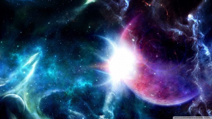 Galaxy with planets and nebulae