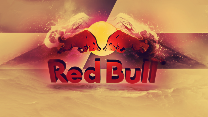 Red Bull logo with abstract background