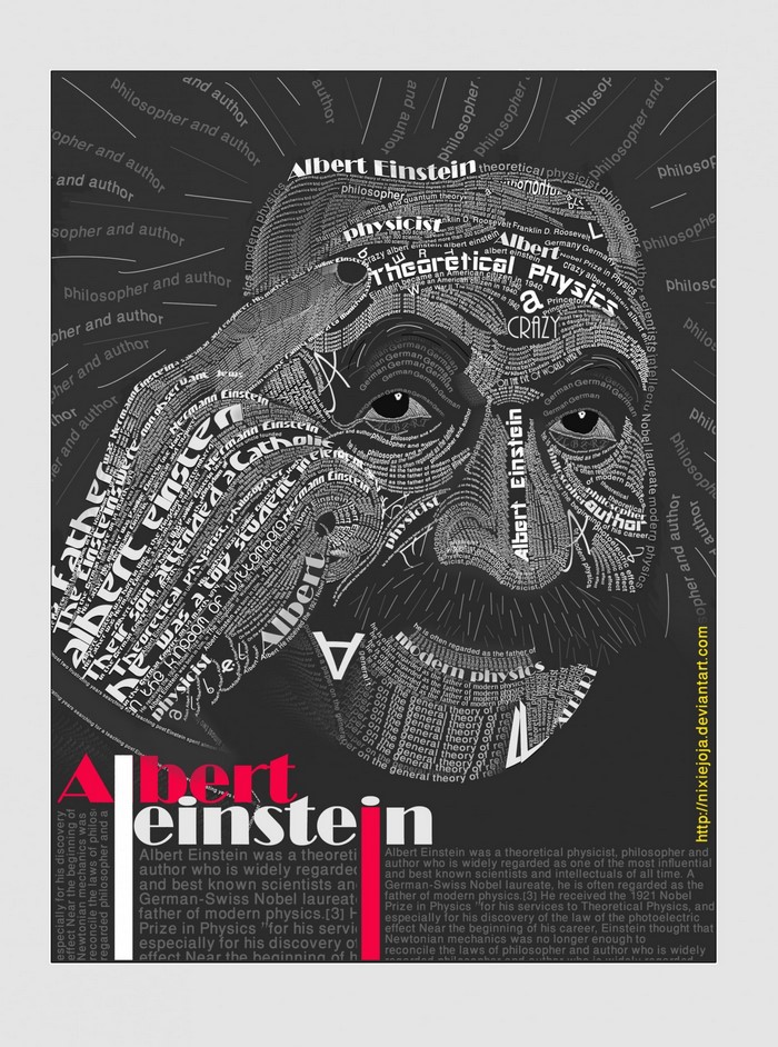 Albert Einstein Typographic Portrait Poster