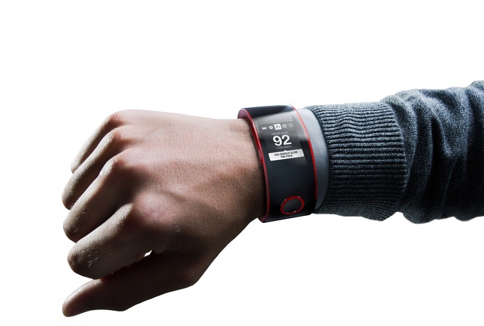 Smartwatch displaying heart rate on a person's wrist