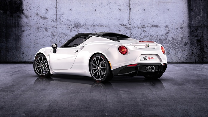 White Alfa Romeo 4C Spider sports car