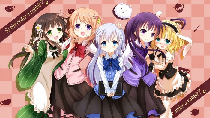 Five girls from Gochuumon wa Usagi Desu ka?
