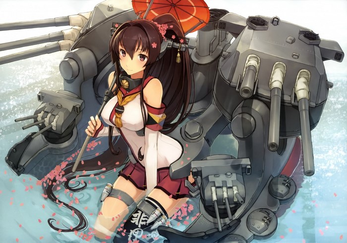Kantai Collection anime girl with ship guns