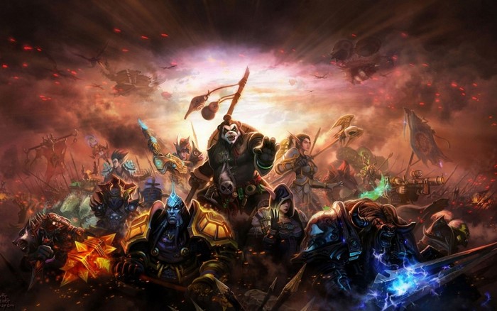 World of Warcraft Mists of Pandaria characters in battle