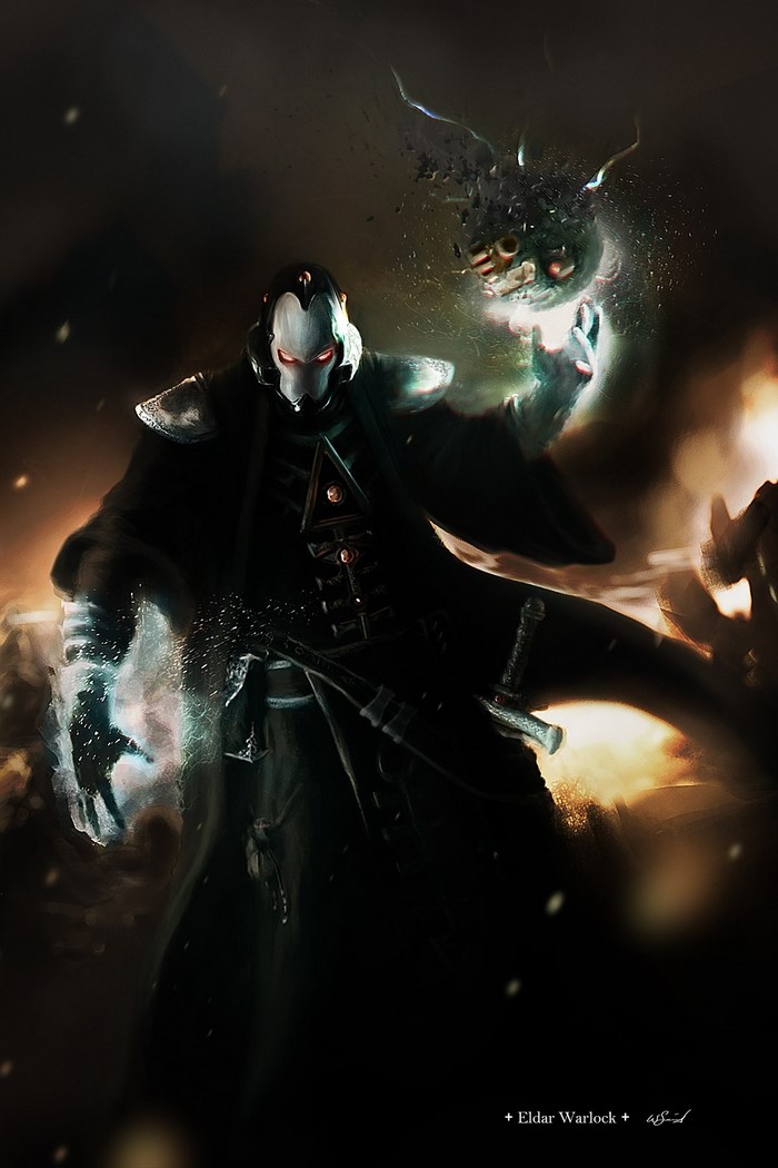 Eldar Warlock casting a spell