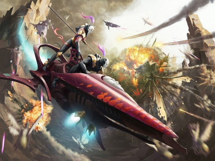 Warhammer 40,000 Eldar Skimmers in Battle