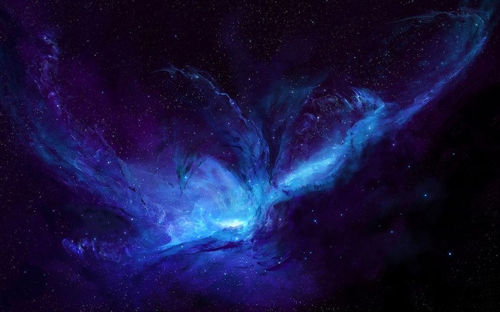 Blue and purple nebula with stars in outer space