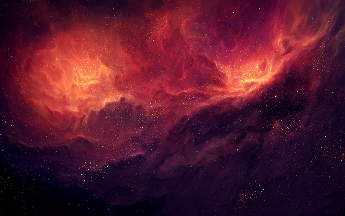 Digital art of a colorful nebula with stars
