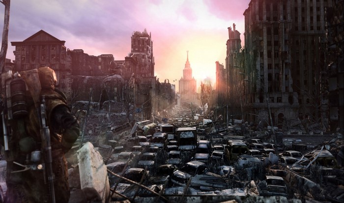 Soldier in a destroyed city, Metro Last Light