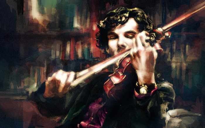 Sherlock Holmes playing the violin
