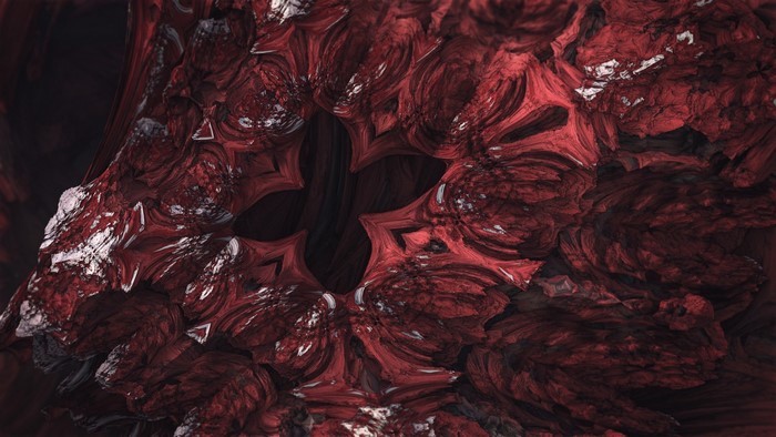 Abstract fractal art in red and white