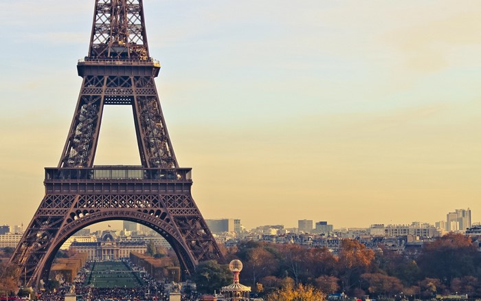 Eiffel Tower and Paris cityscape at dusk