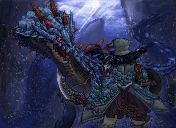 Dragon and Hunter from Monster Hunter