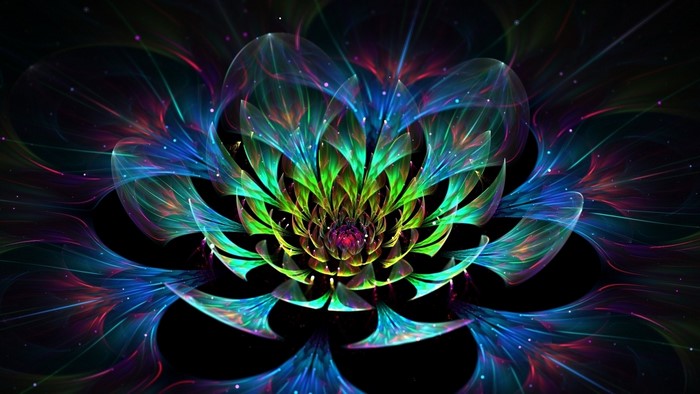 Vibrant Glowing Abstract Fractal Flower
