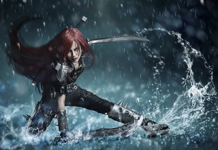 Katarina from League of Legends in water