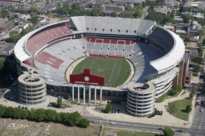 Aerial view of University of Alabama football stadium