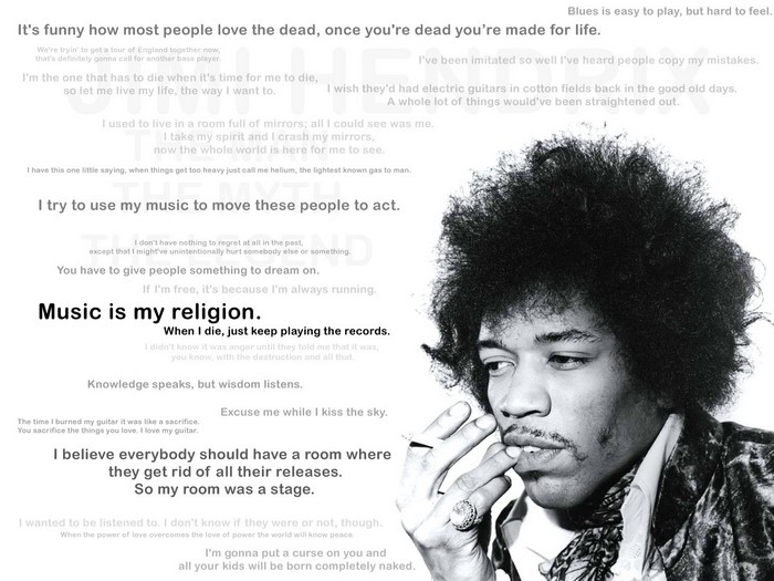Jimi Hendrix quotes about music and life