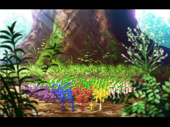 Pikmin in a forest clearing