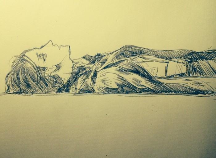 Sketch of a person lying down