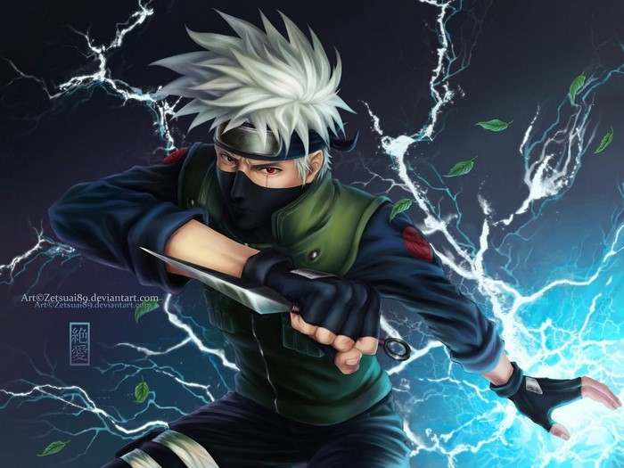 Hatake Kakashi from Naruto Shippuden with lightning