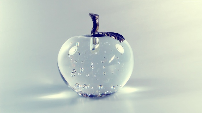 Glass apple with bubbles