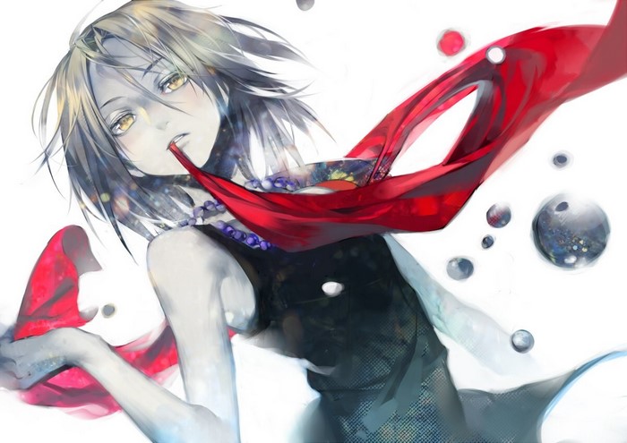 Asakura Anna from Shaman King with red scarf